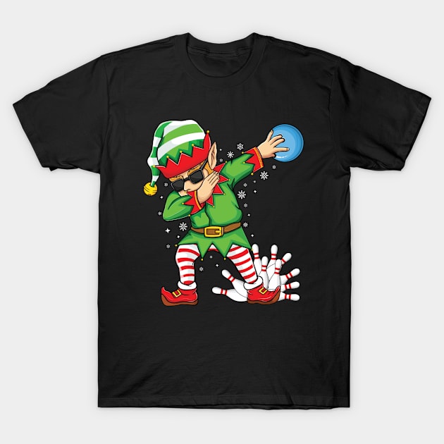 Xmas Dabbing Elf Bowling ball and pins Christmas bowling T-Shirt by UNXart